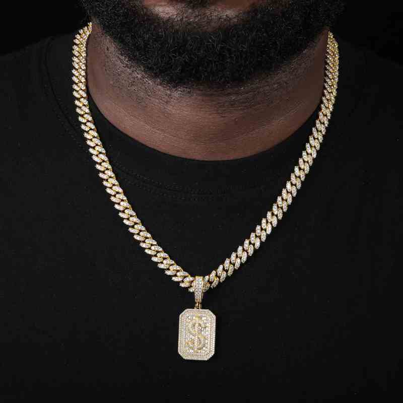 men's 14k gold dog tag pendant