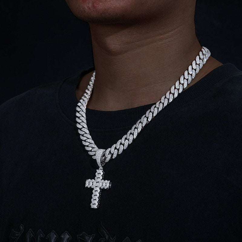 mens diamond cross necklace