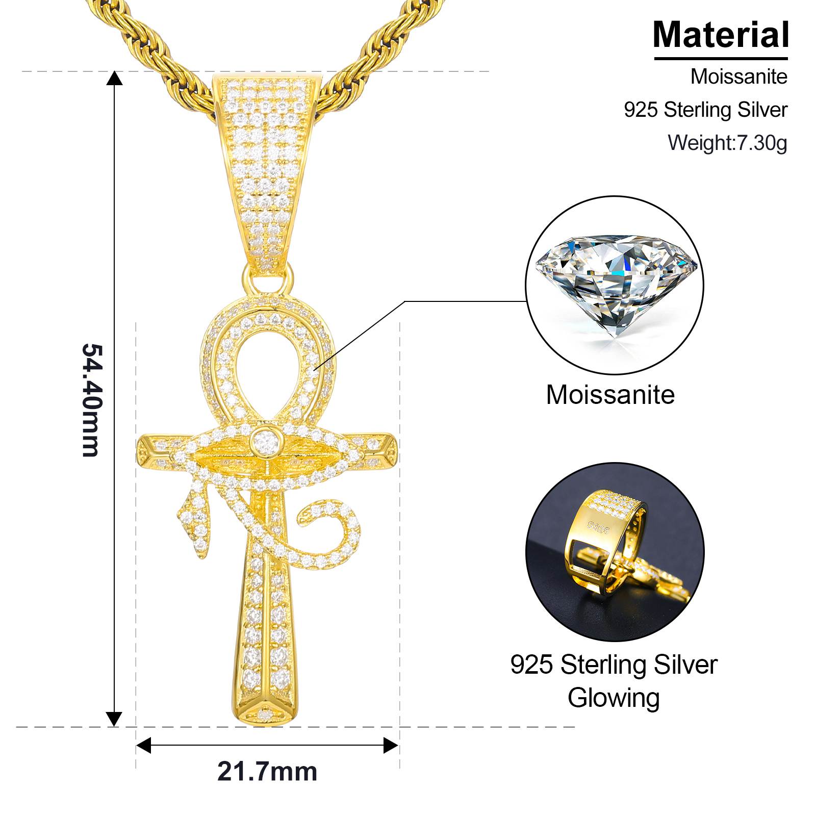 Precision dimensions: 35x22mm pendant ±0.05mm vs US quarter | Weight distribution infographic with chain compatibility guide