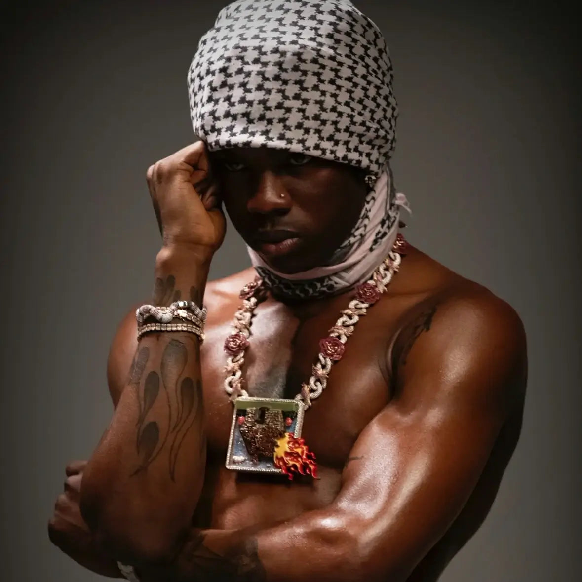 model wear custom burning house pendant