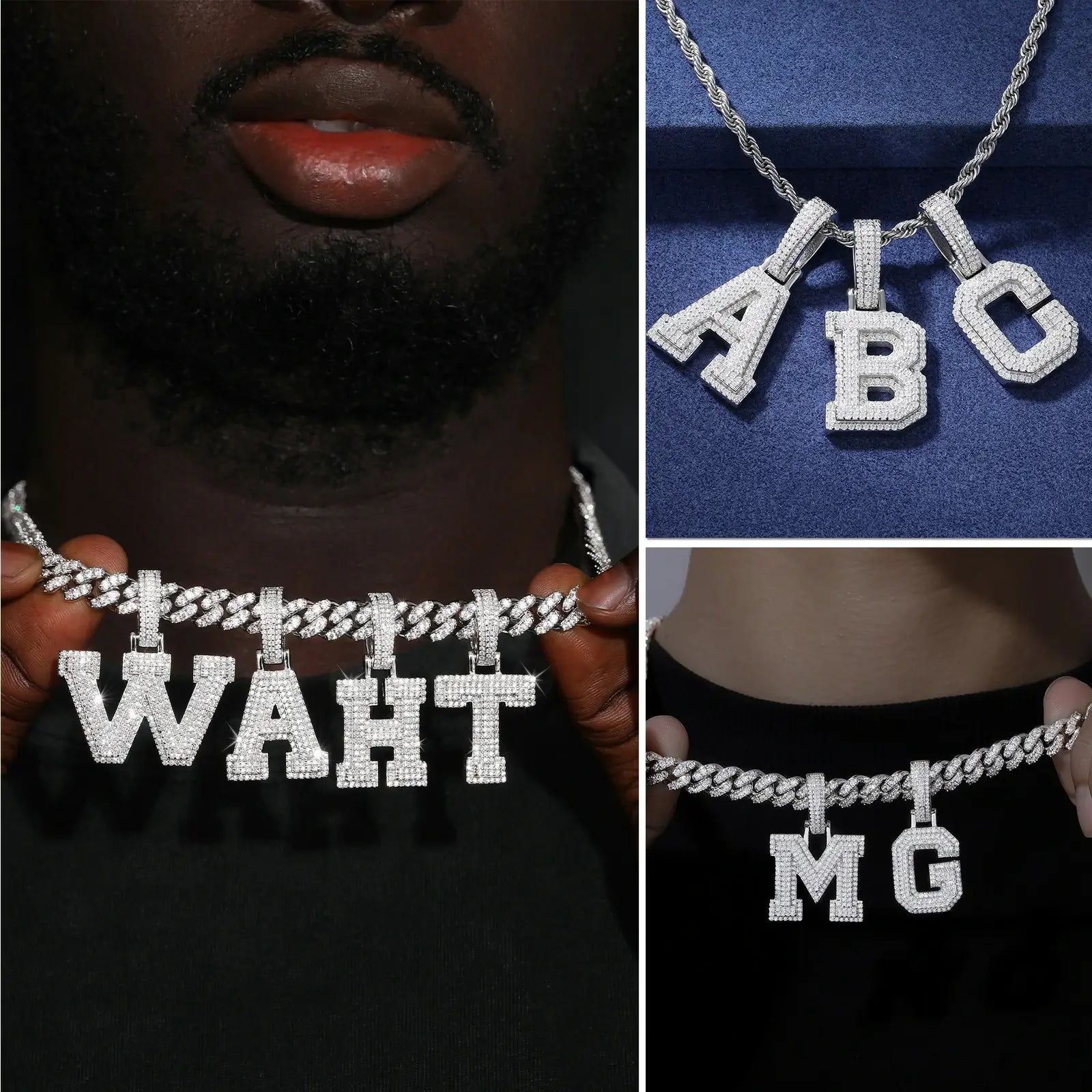 moissanite alphabet pendant