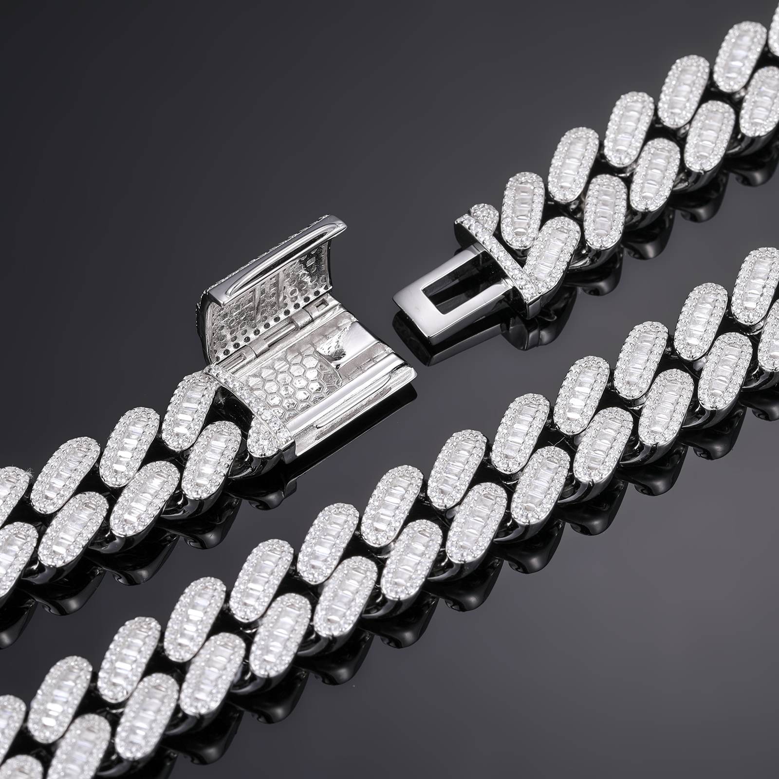 Engineering diagram of box clasp’s reinforced silver core, stress-tested for 500+ lbs tension resistance in street environments.