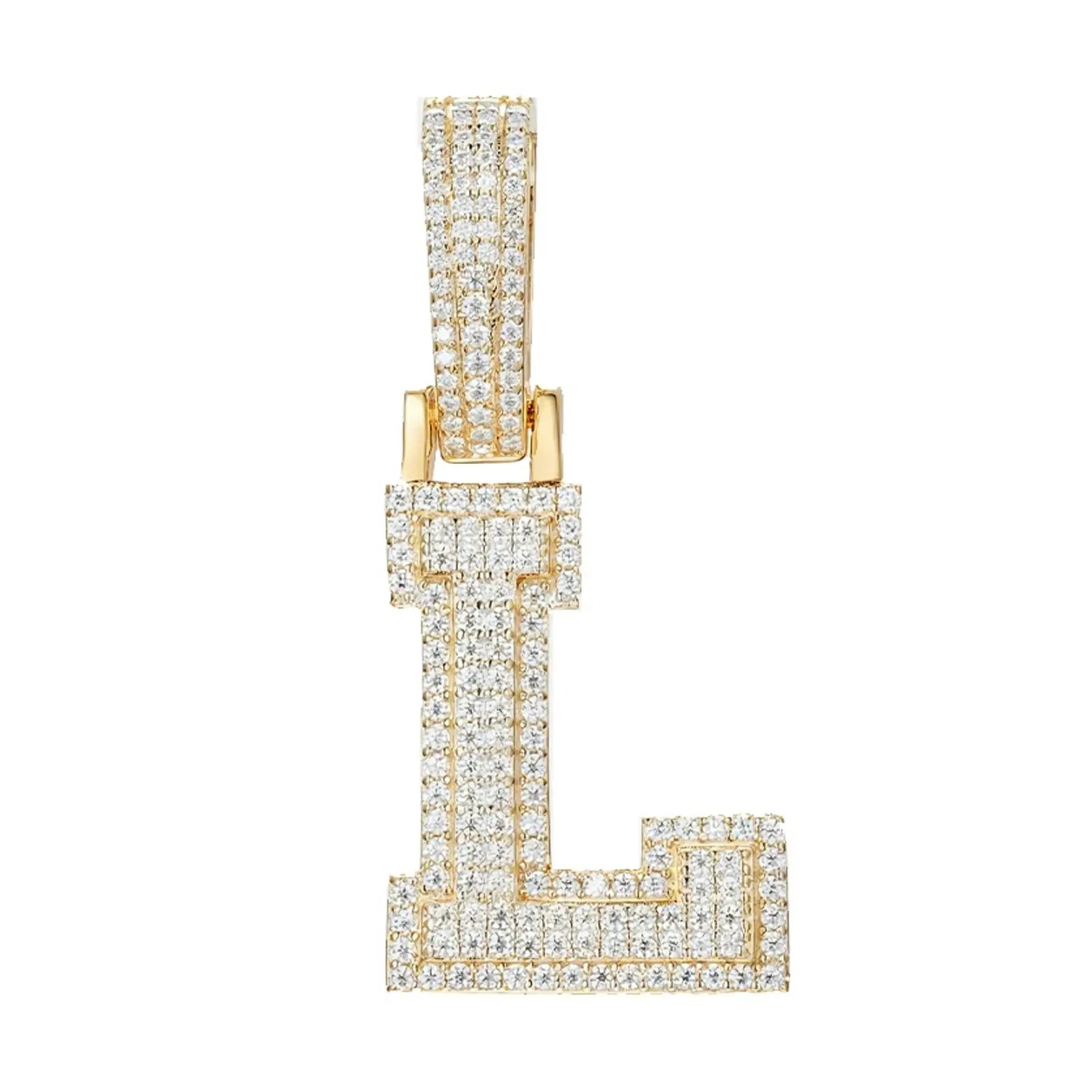 moissanite letter l pendant - gold
