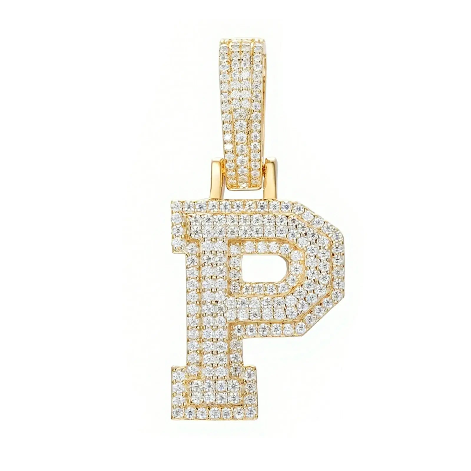 moissanite letter p pendant - gold