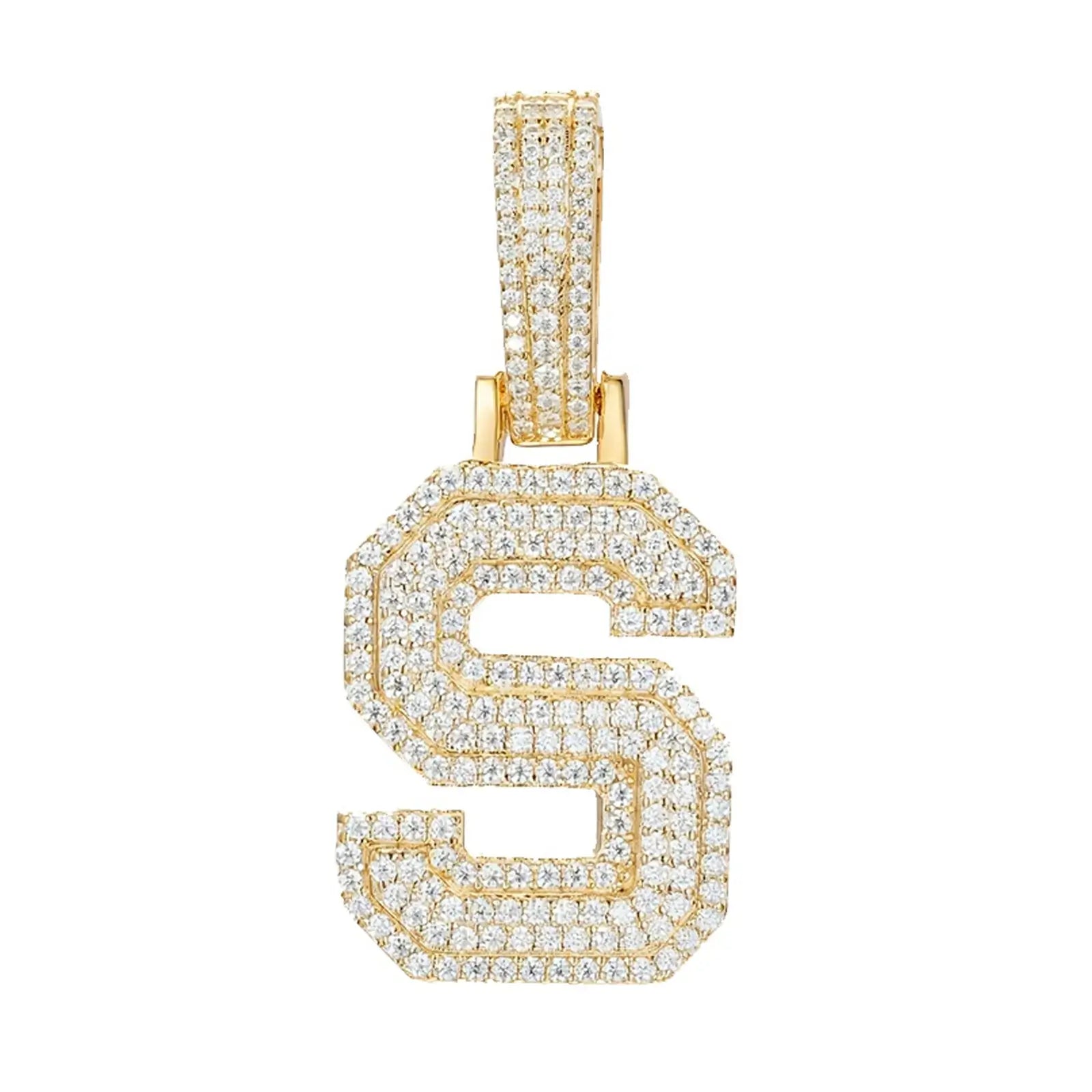 moissanite letter s pendant - gold