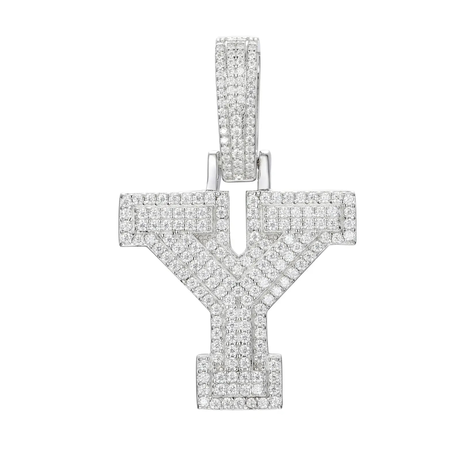 moissanite letter y pendant - gold