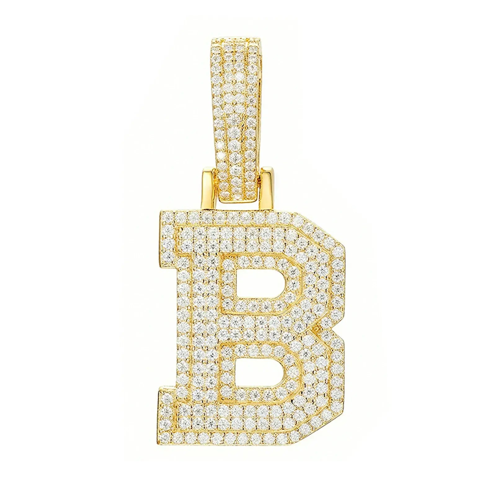 moissanite letter b pendant - gold