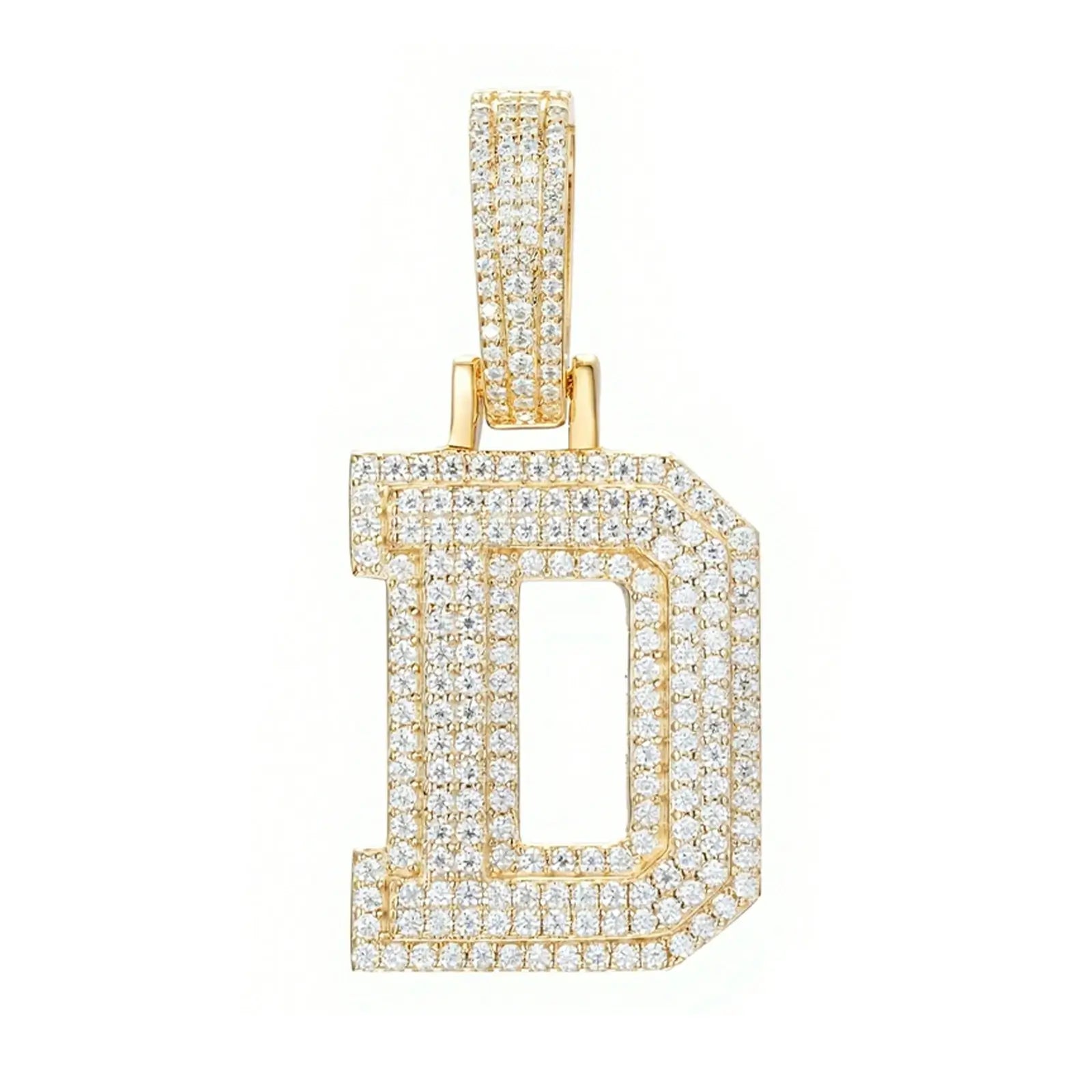 moissanite letter d pendant - gold