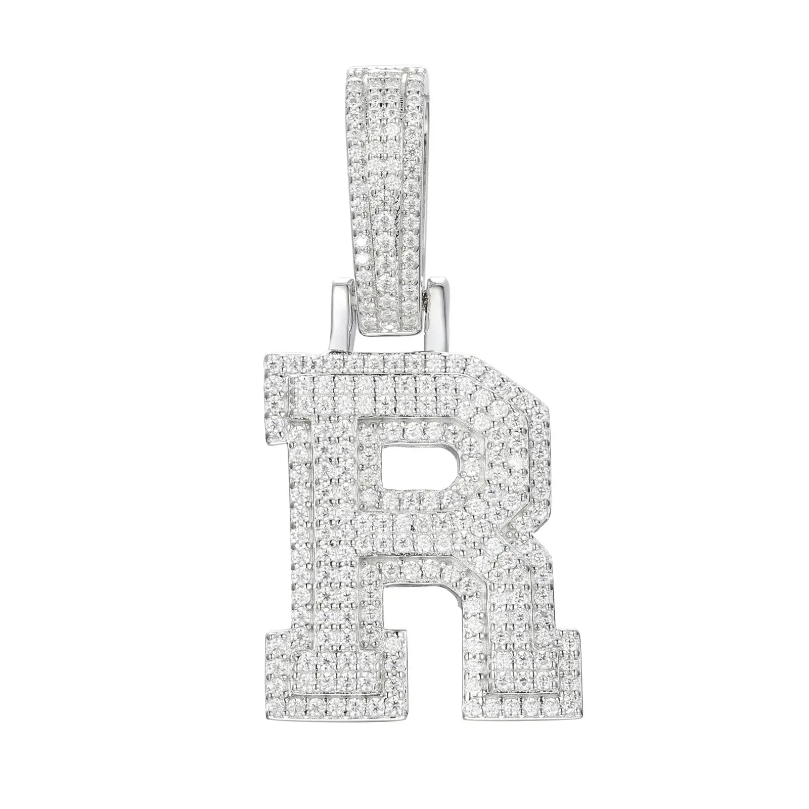 moissanite letter r pendant - gold