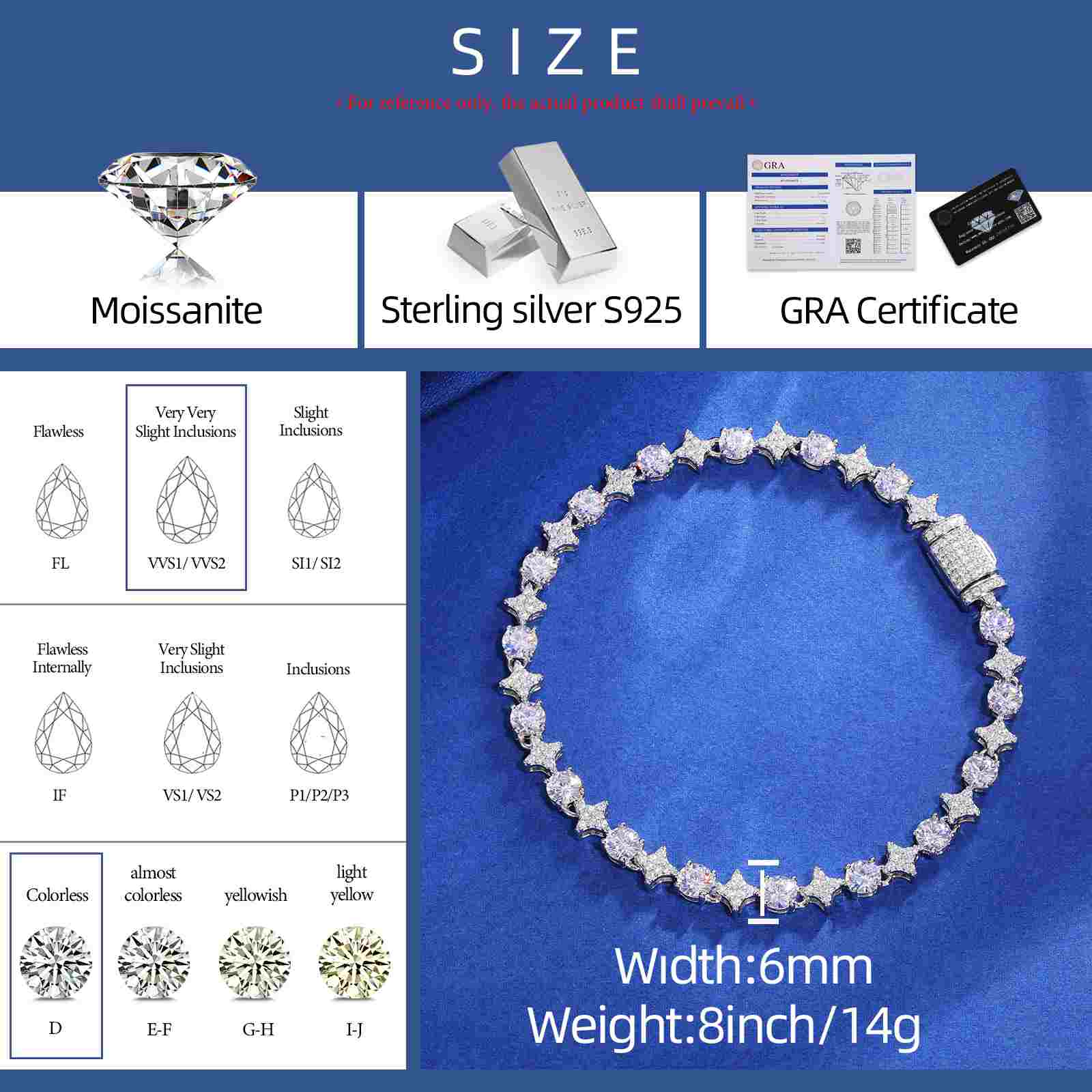 moissanite star bracelet