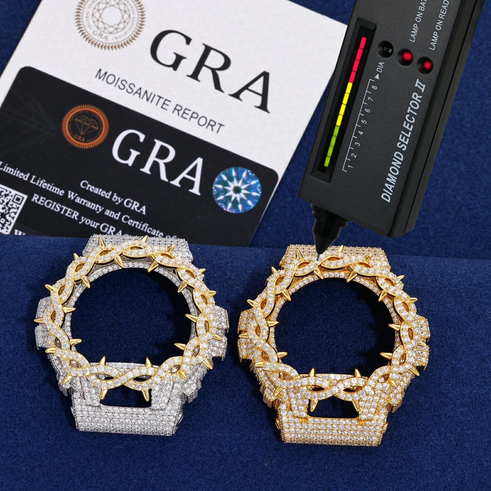 moissanite twist thorn watch case pass diamond tester