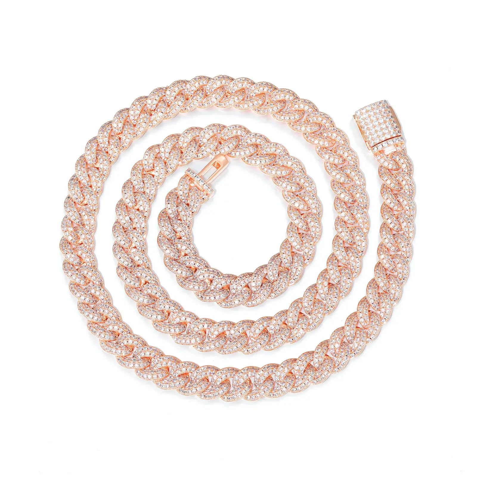 rose gold 8mm moissanite cuban link chain