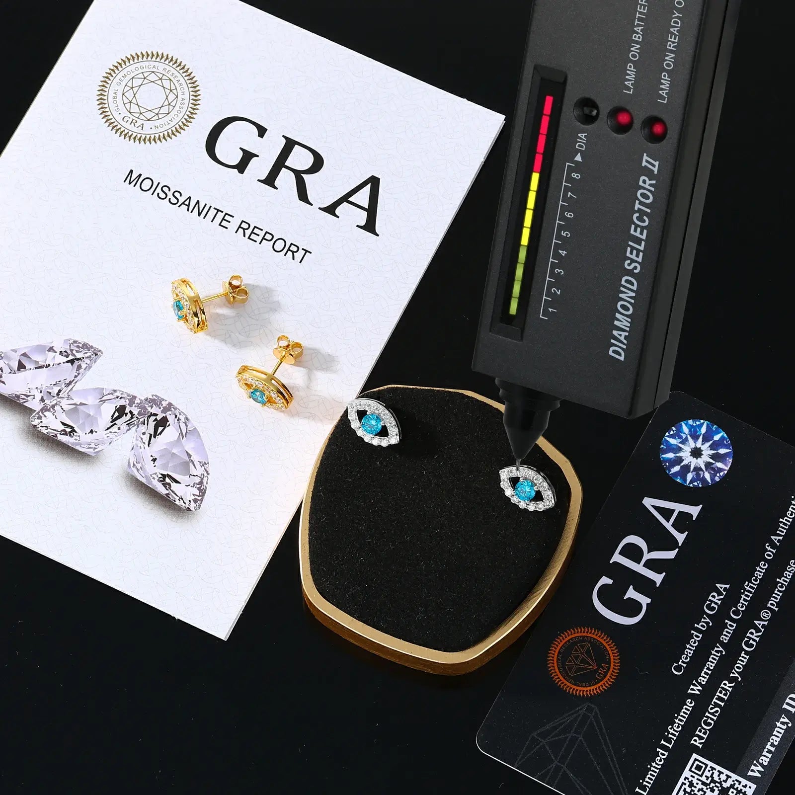 S925 Moissanite Blue Evil Eye Stud Earrings