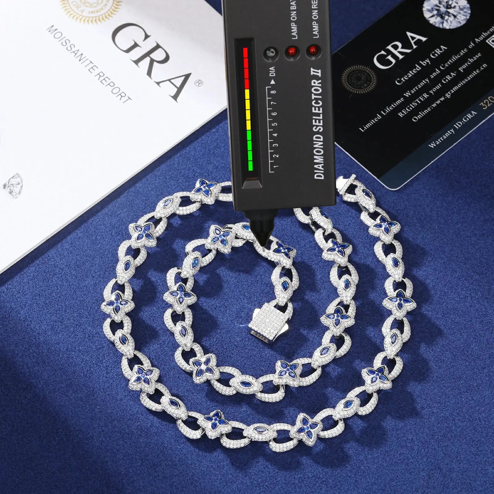 10mm S925 Moissanite Evil Eye Four Leaf Clover Link Chain