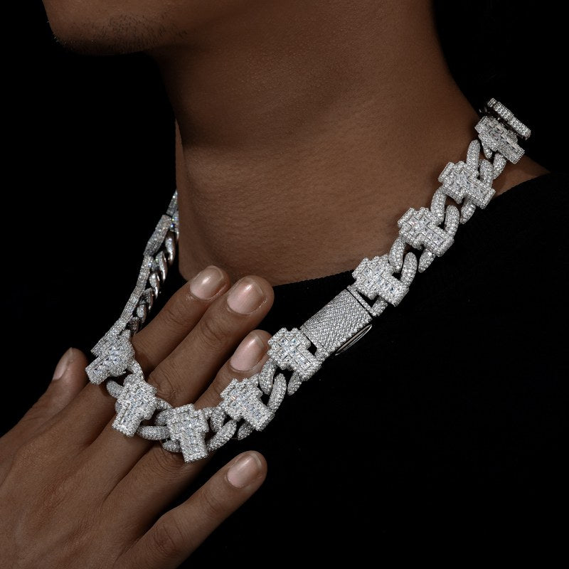 silver cross and chain