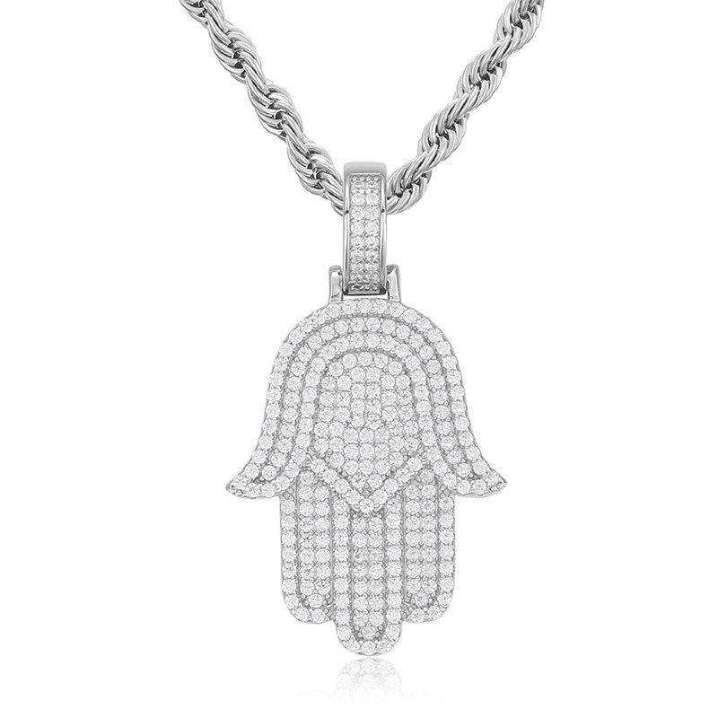 silver hamsa necklace