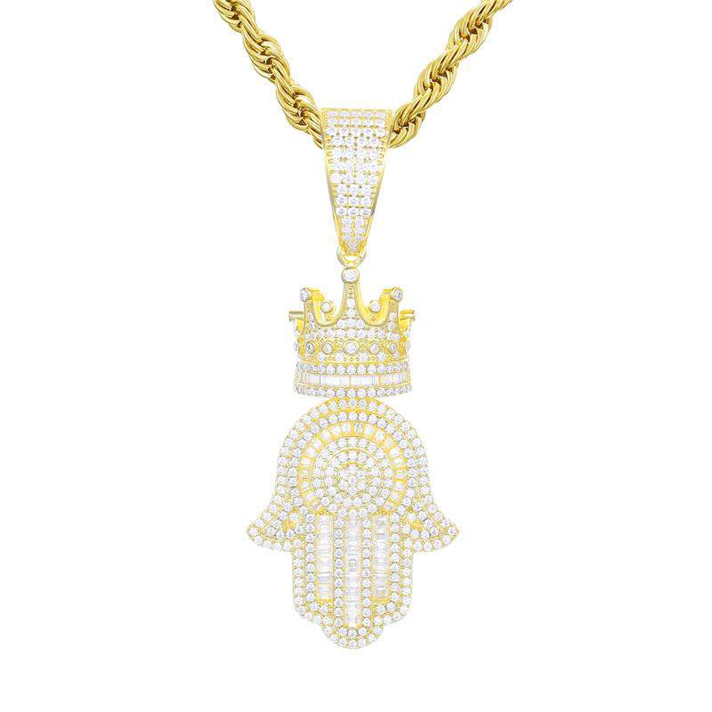 solid gold hamsa pendant