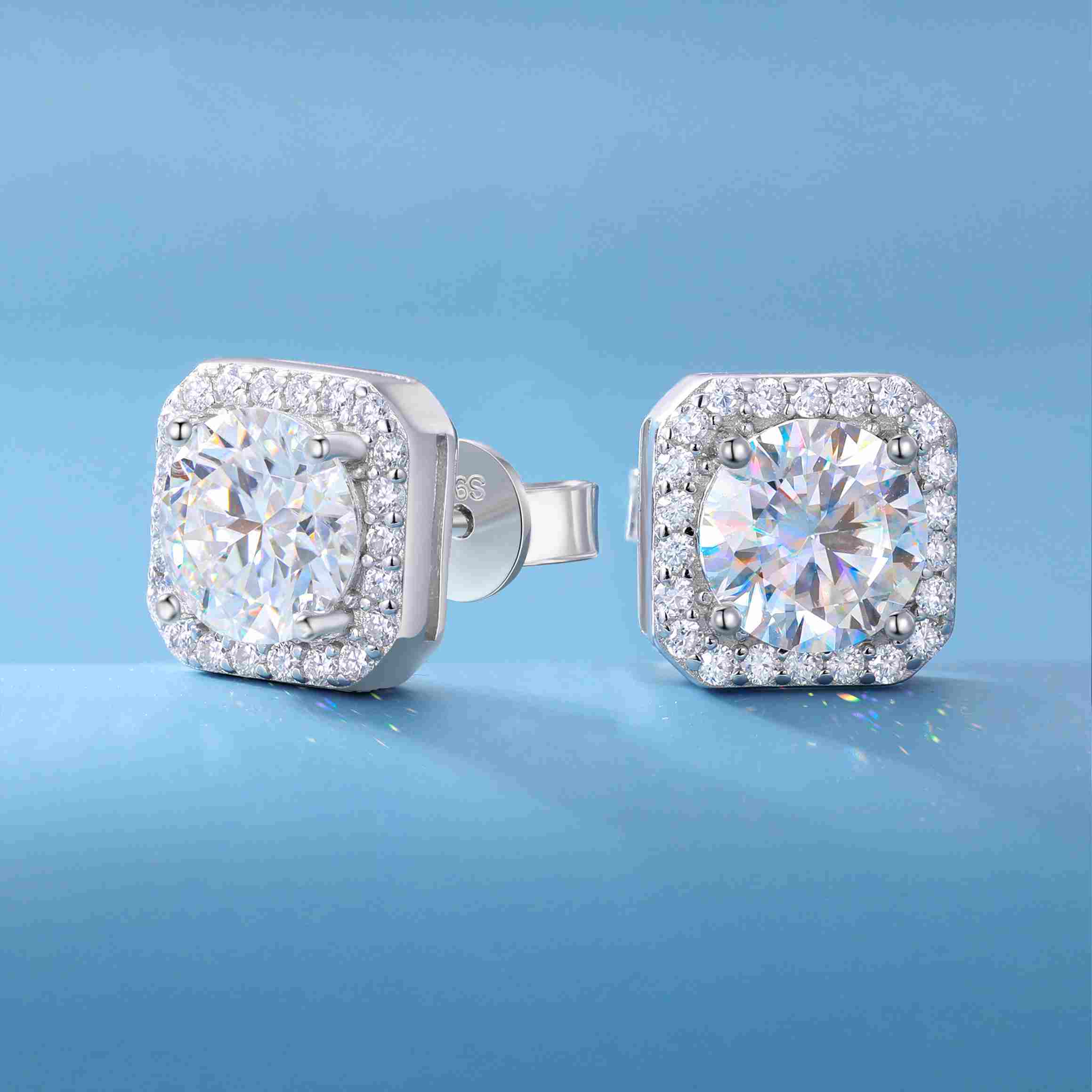 square halo earrings