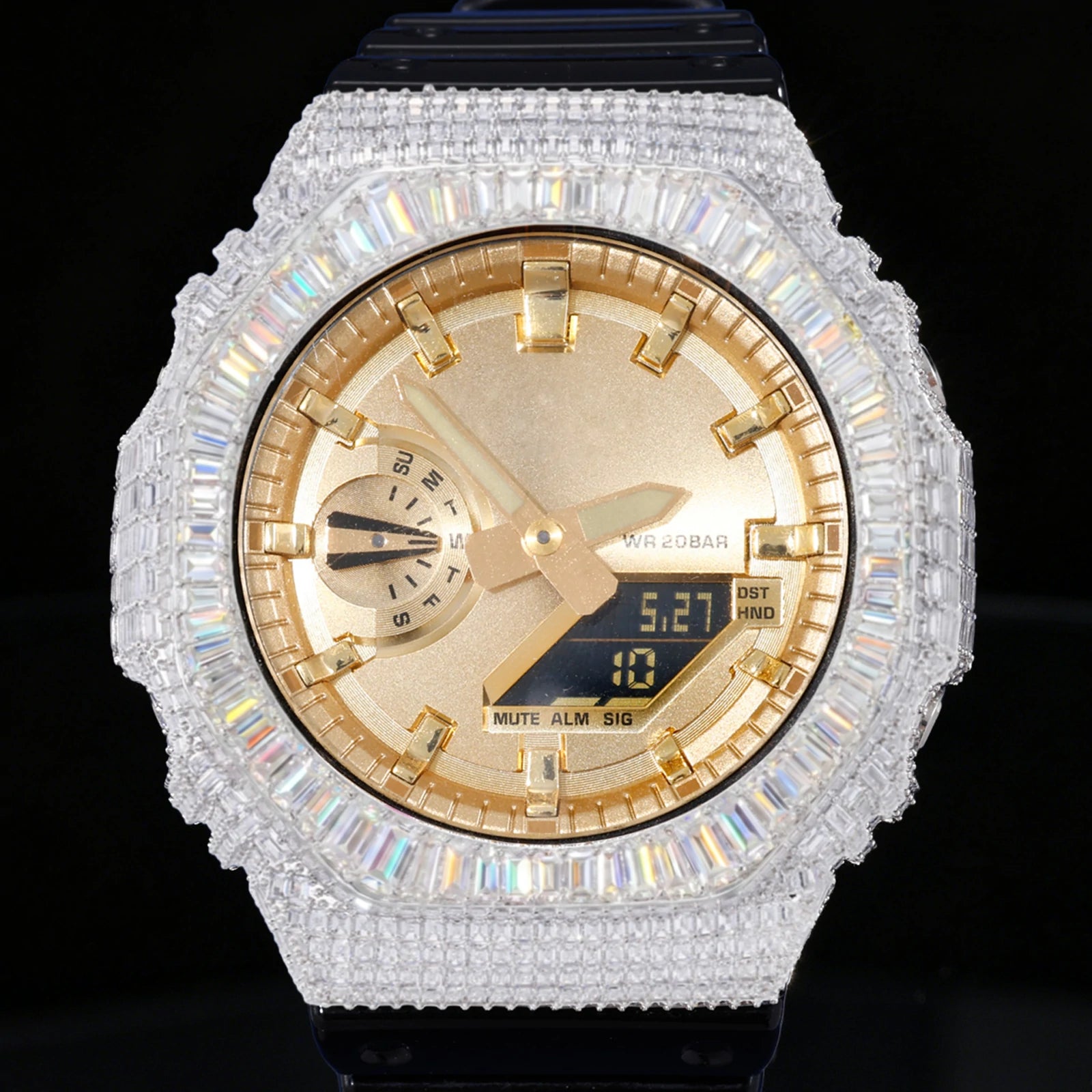 S925 Full Baguette Moissanite Watch Bezel for GA2100 SERIES