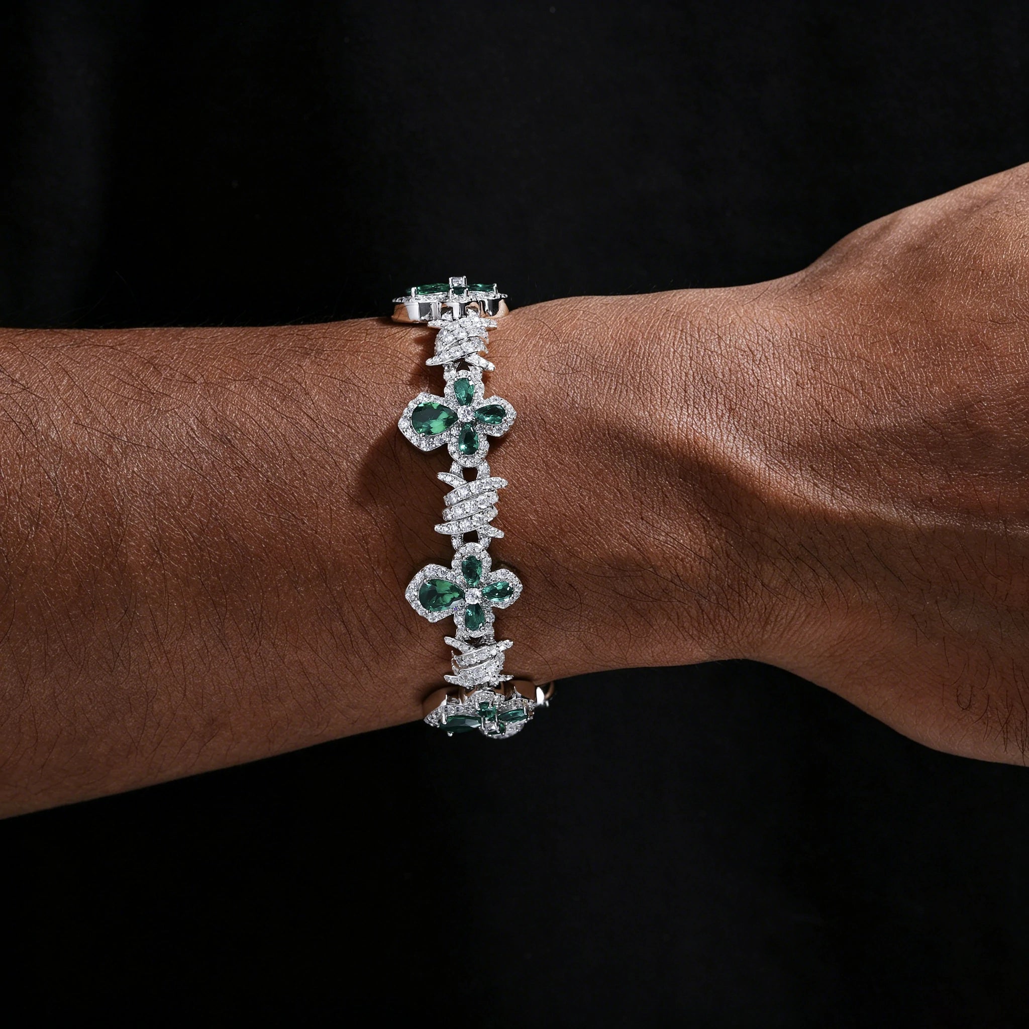 12mm S925 Moissanite Thorn Colored Cross Link Bracelet