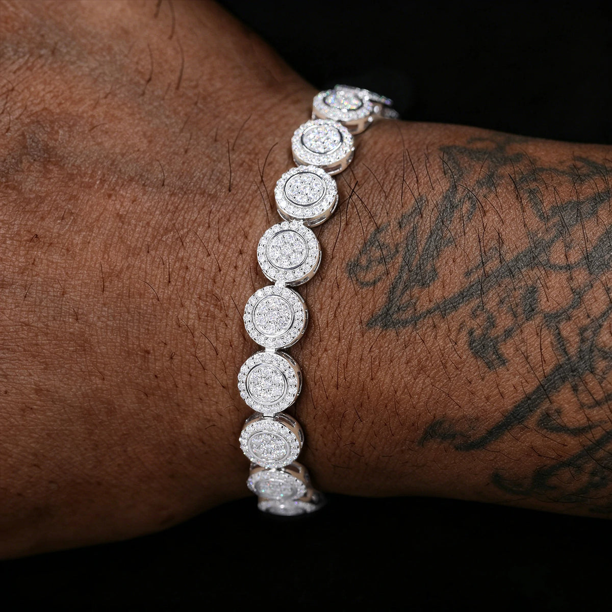 9mm S925 Moissanite Concentric Circles Link Bracelet