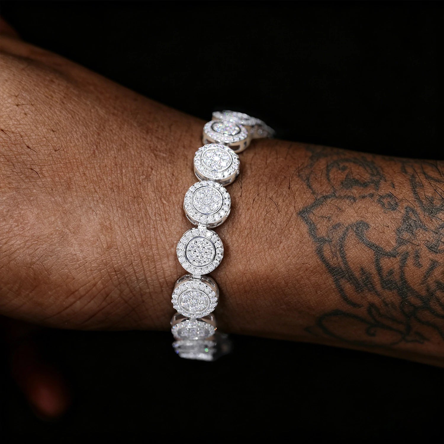 9mm S925 Moissanite Concentric Circles Link Bracelet