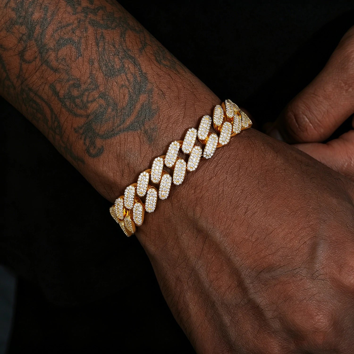 12mm S925 3 Row Moissanite Cuban Link Bracelet