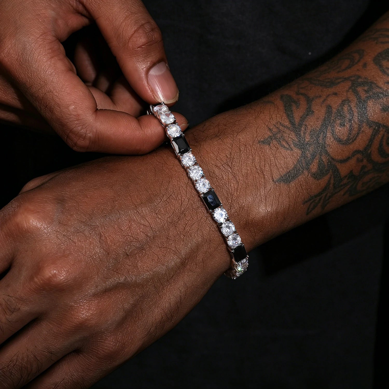 6mm S925 Moissanite Black Sugar Tennis Bracelet