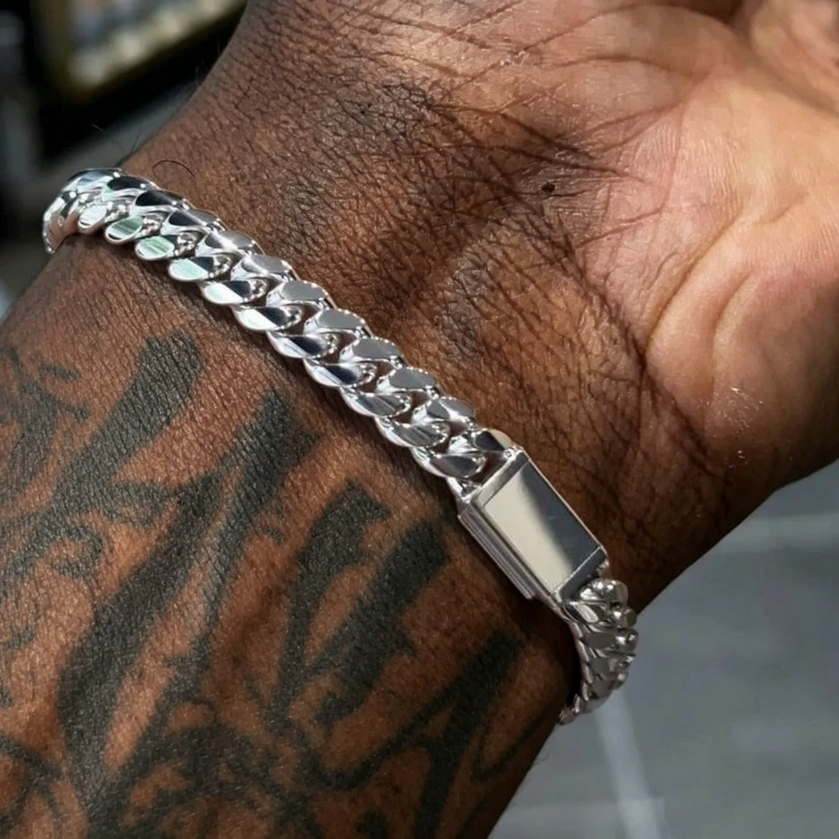 Plain Sleek Lock Miami Cuban Link Bracelet