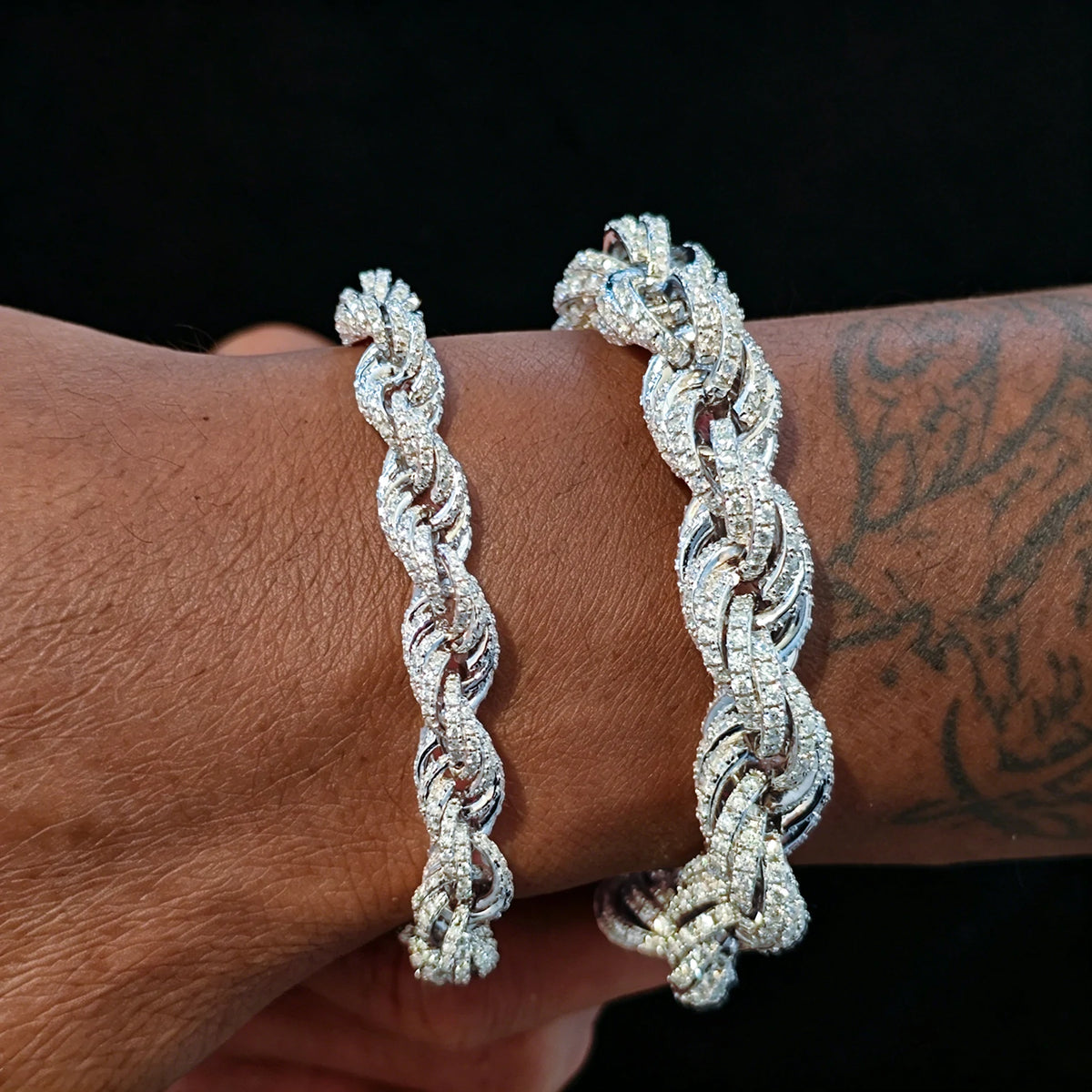 8mm 12mm S925 Moissanite Iced Out Rope Bracelet