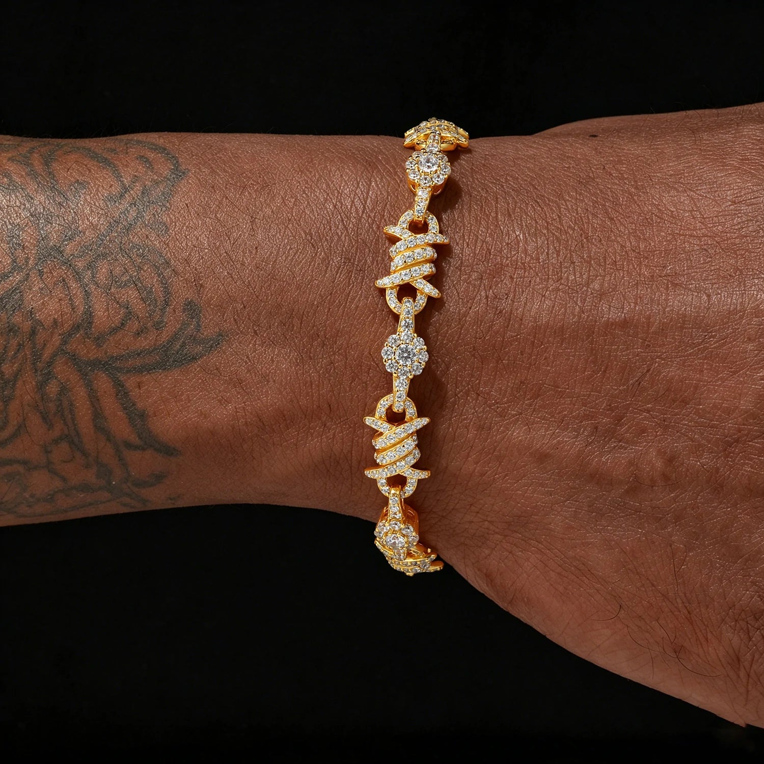 10mm S925 Moissanite Thorns Halo Link Bracelet