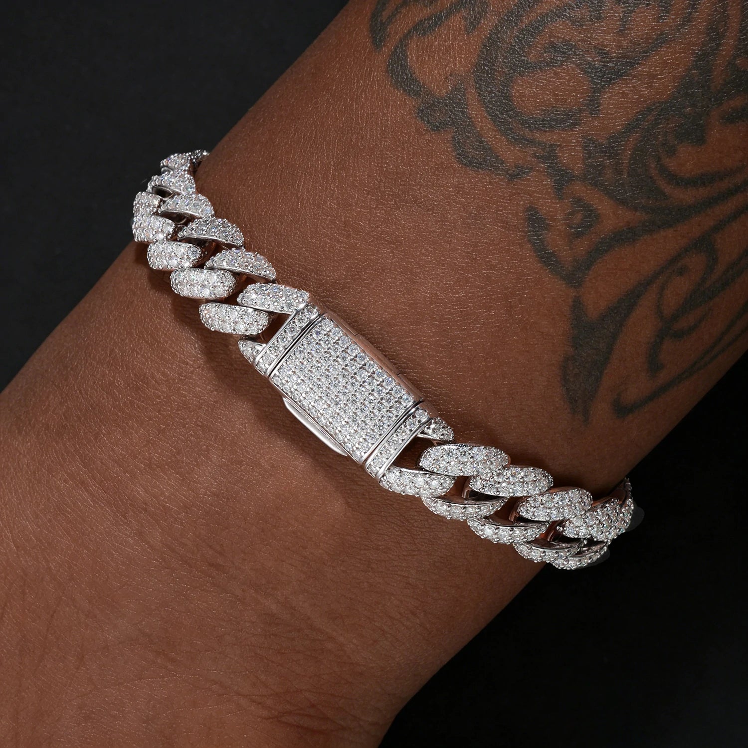 10mm S925 2 Row Moissanite Bubble Cuban Link Bracelet