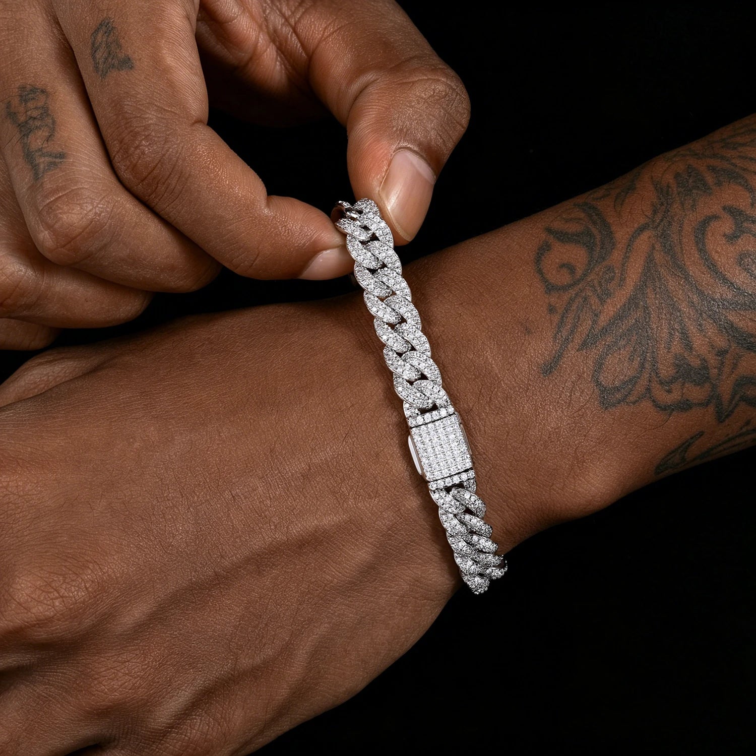 8mm S925 2 Rows Moissanite Cuban Link Bracelet