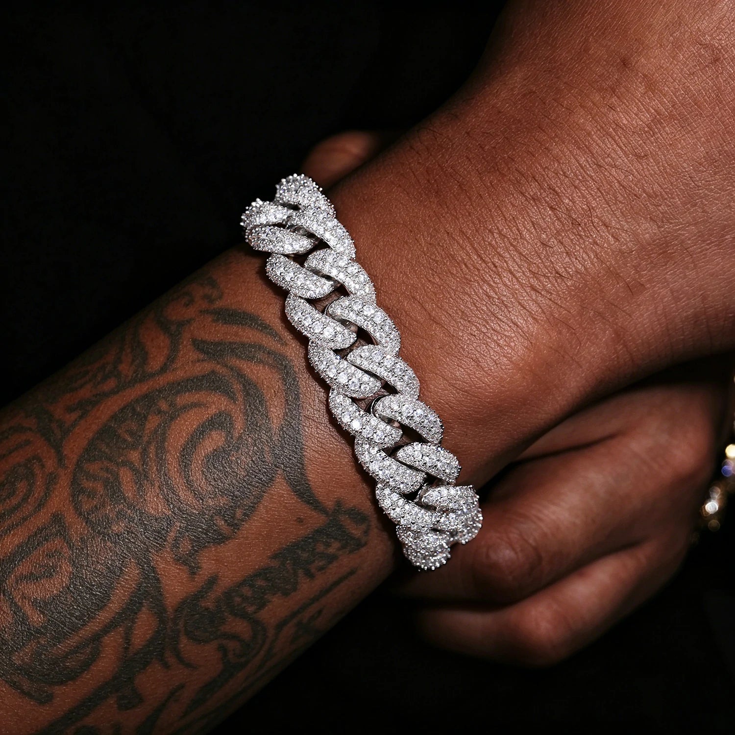 15mm S925 3 Rows Moissanite Bubble Cuban Link Bracelet