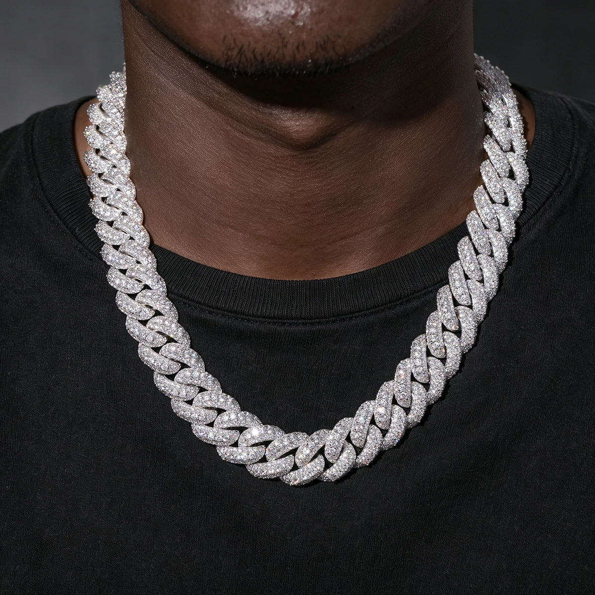 18mm S925 3 Rows Moissanite Bubble Cuban Link Chain