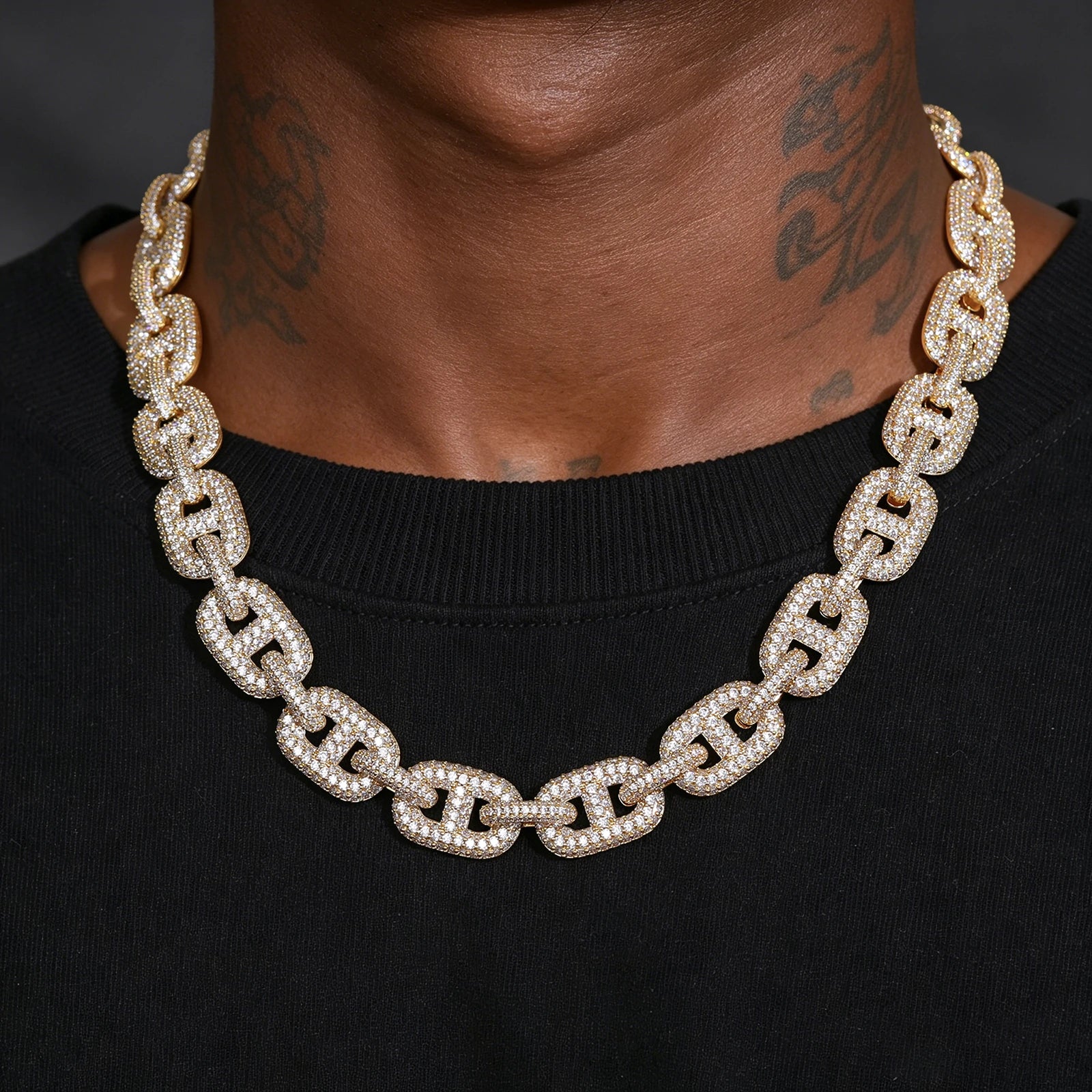 (CZ)14mm Micro Pave CZ Valentina Link Chain