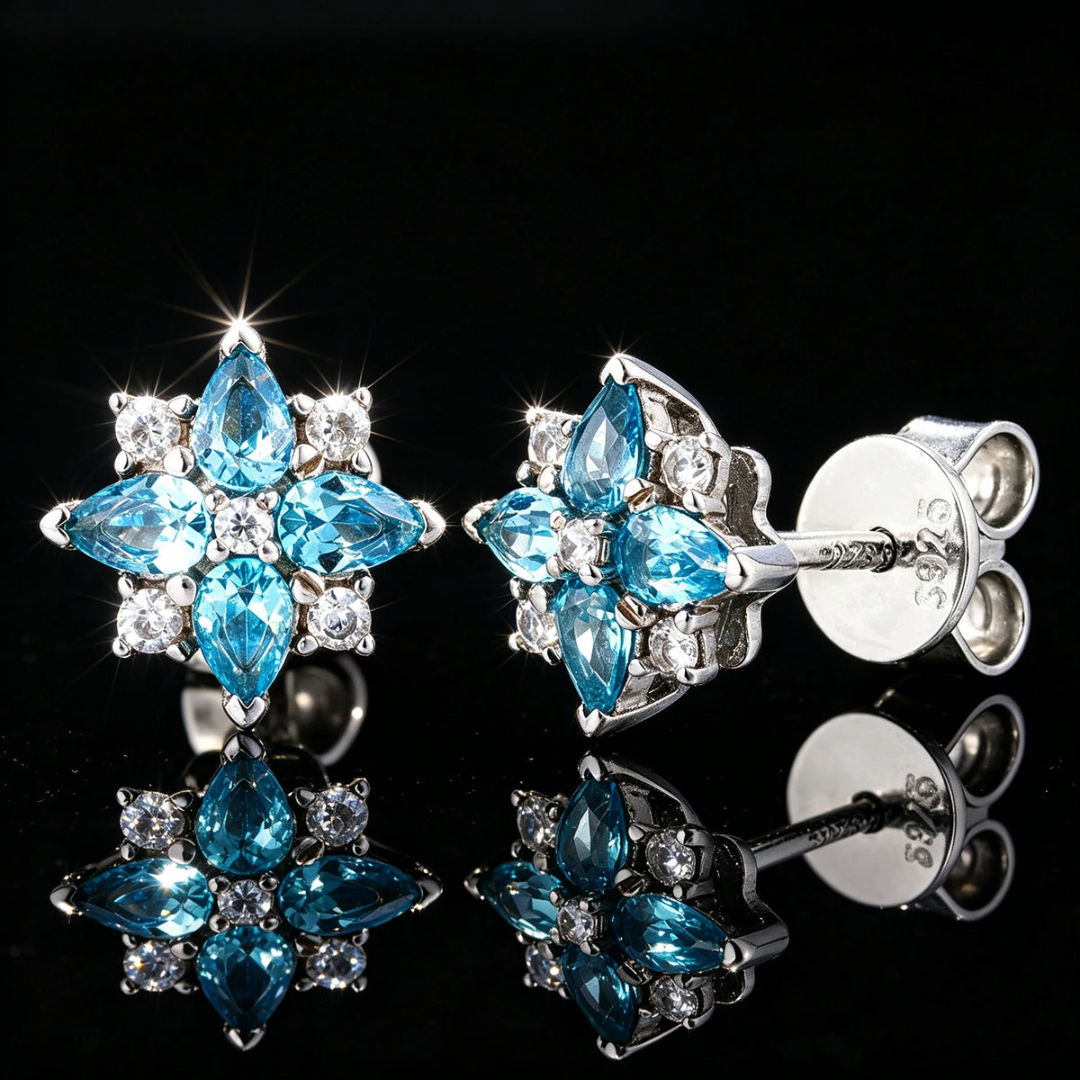 S925 Moissanite Lucky Star Clover Stud Earrings