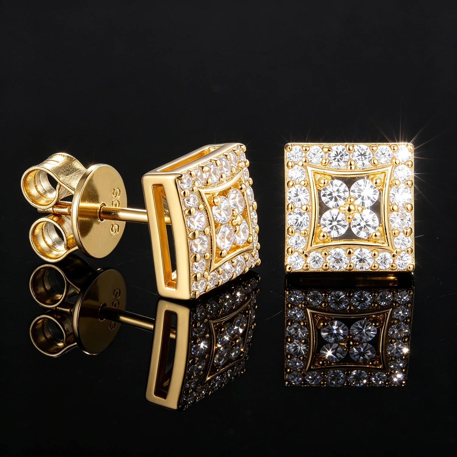 S925 Moissanite Square Stud Earrings
