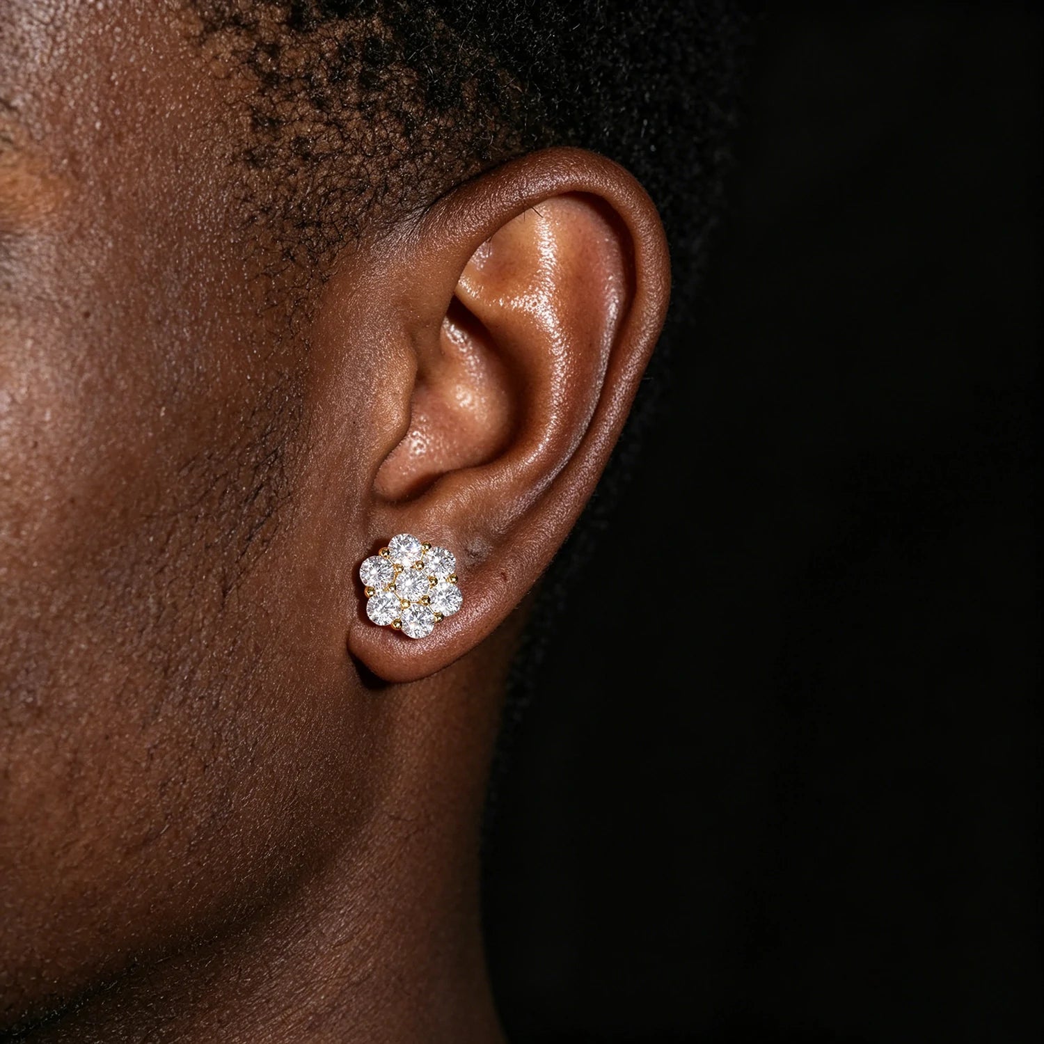 S925 Moissanite Floral Radiance 7-Stone Flower Stud Earrings