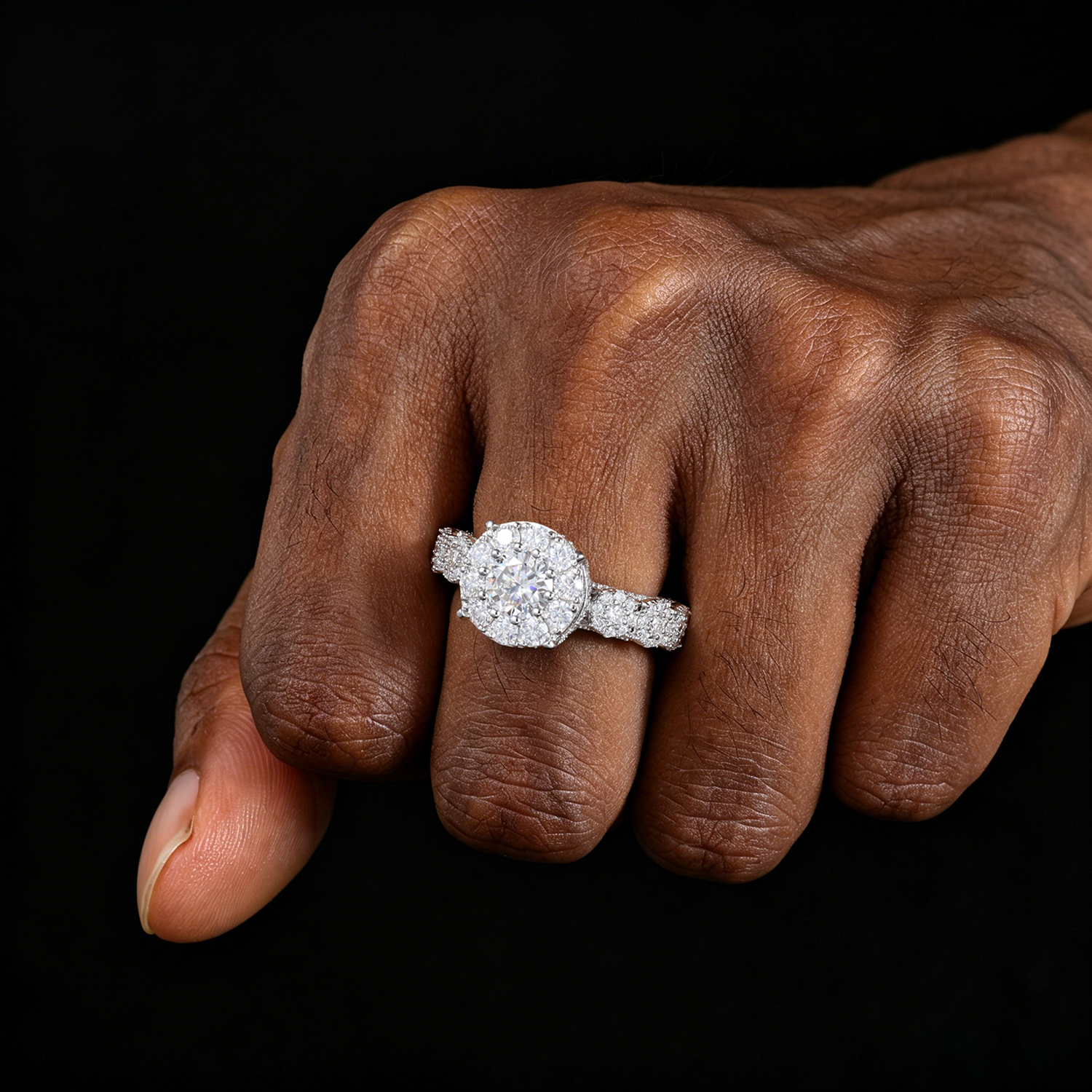 S925 Moissanite Halo Engagement Ring