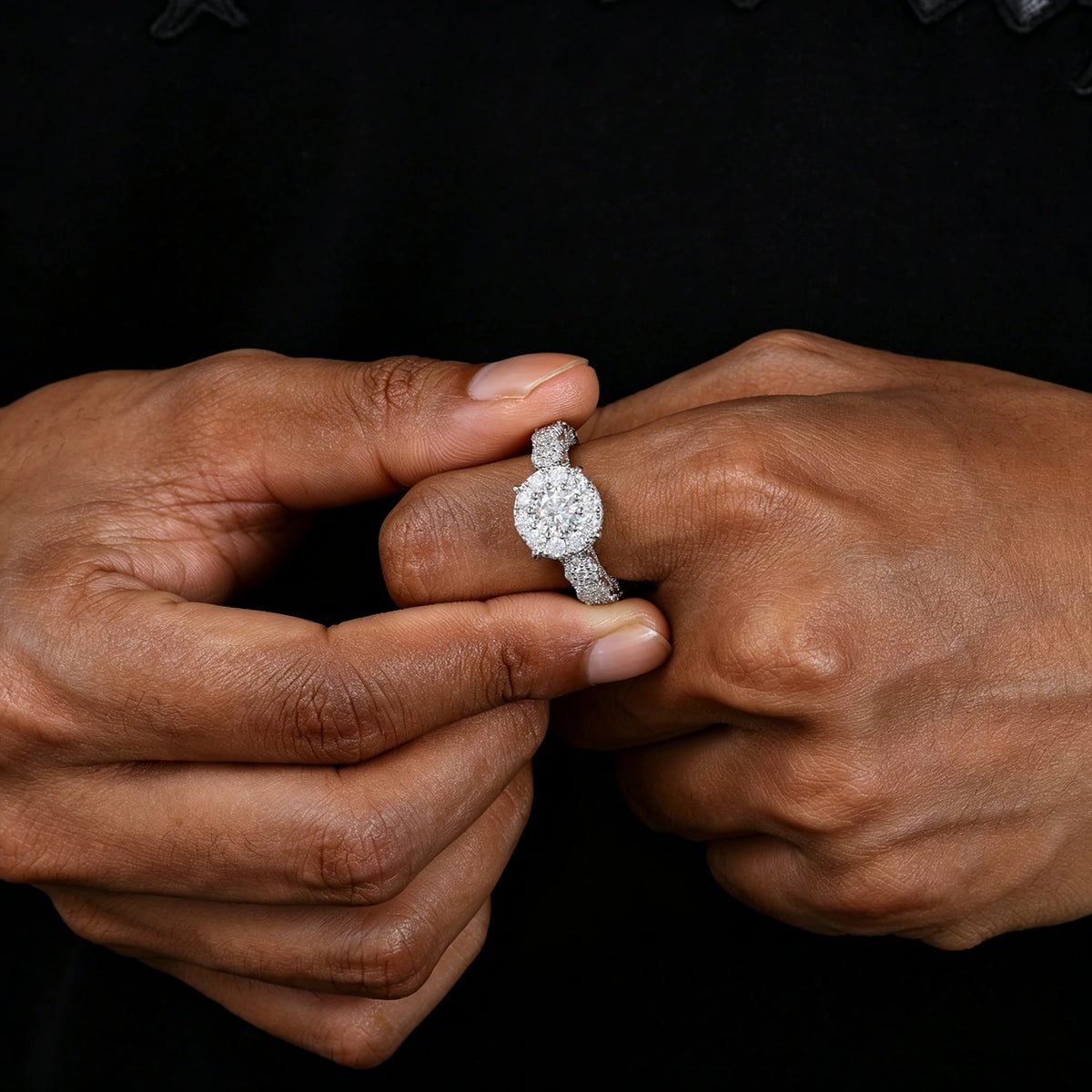 S925 Moissanite Halo Engagement Ring | Moissanite Engagement Ring
