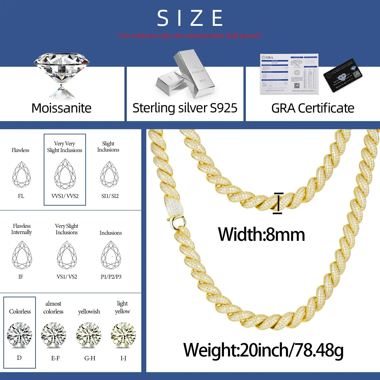 Laboratory white background: 18K white gold plating under polarized light - moissanite dispersion 0.104 > diamond's 0.044 | EN1811 allergy-proof