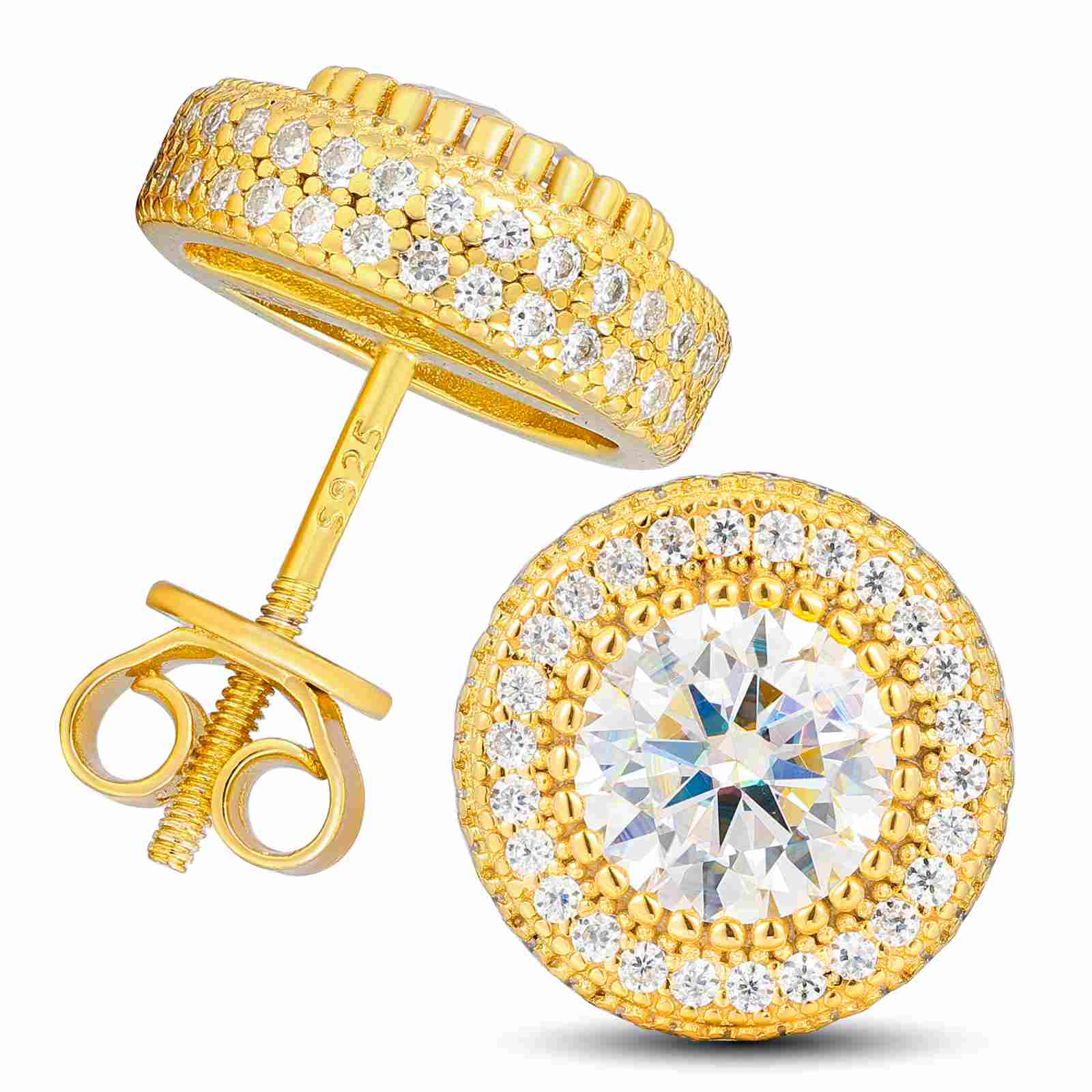 white gold halo earrings