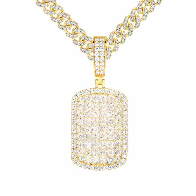 white gold tag necklace