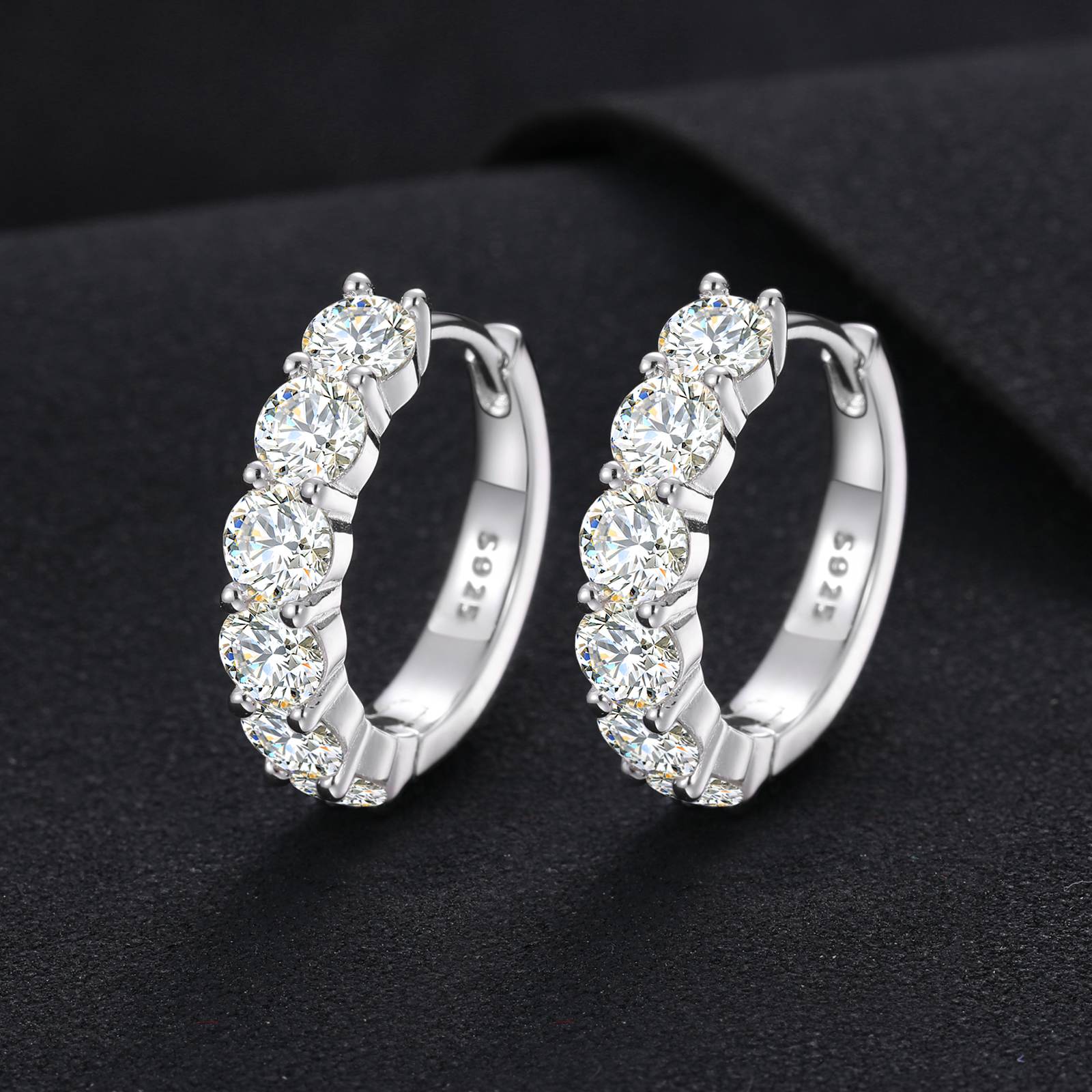Inlaid Moissanite Huggie Earrings