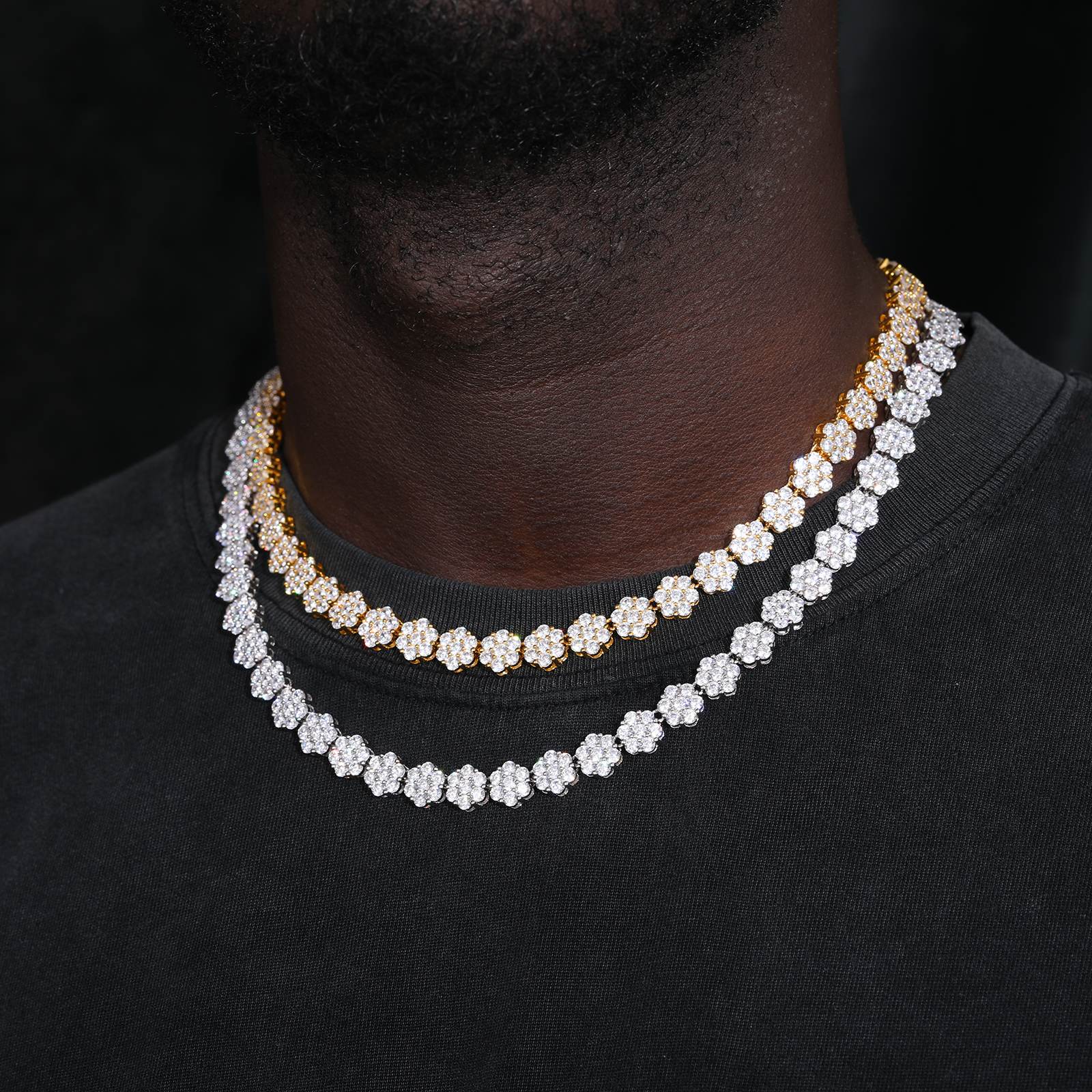 yellow gold tennis necklace