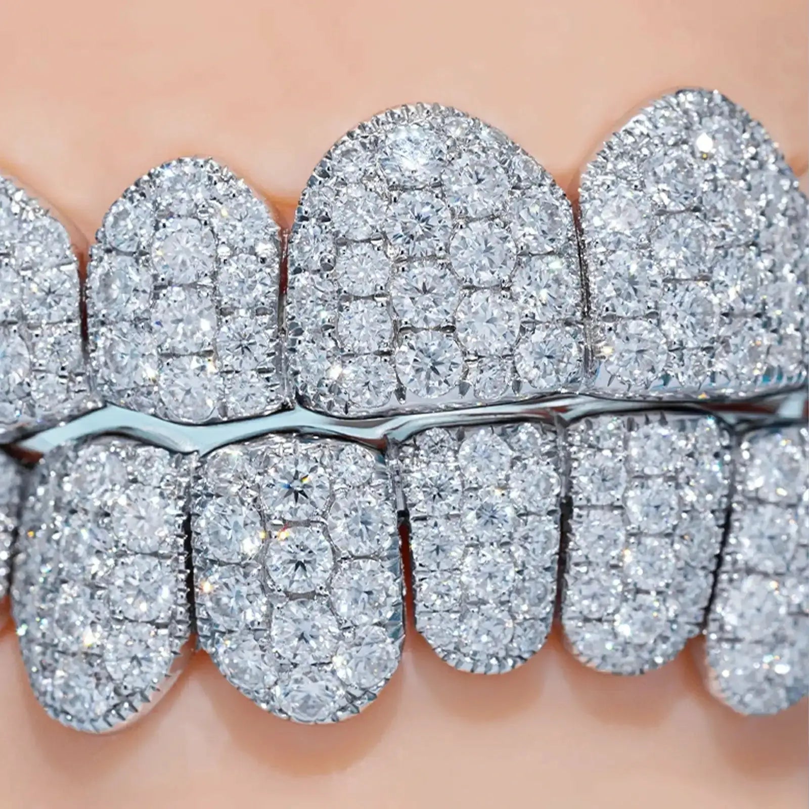 S925 Custom Jumbo (6 Pointers) Moissanite Diamond Grillz