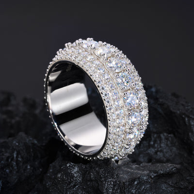 Moissanite Band Ring | 5-Row Wedding Band | White Gold & Gold