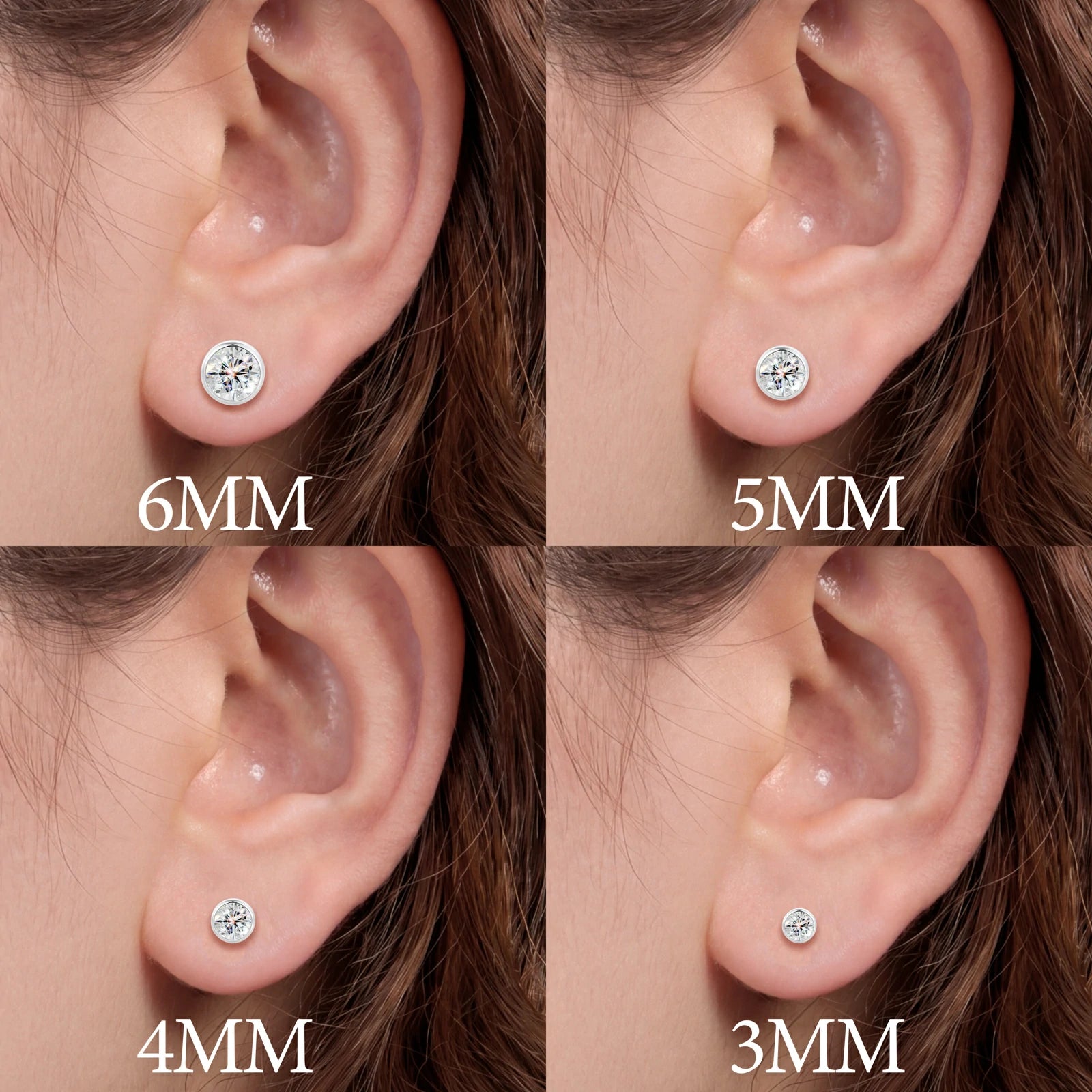 S925 Bezel Setting Moissanite Solitaire Stud Earrings