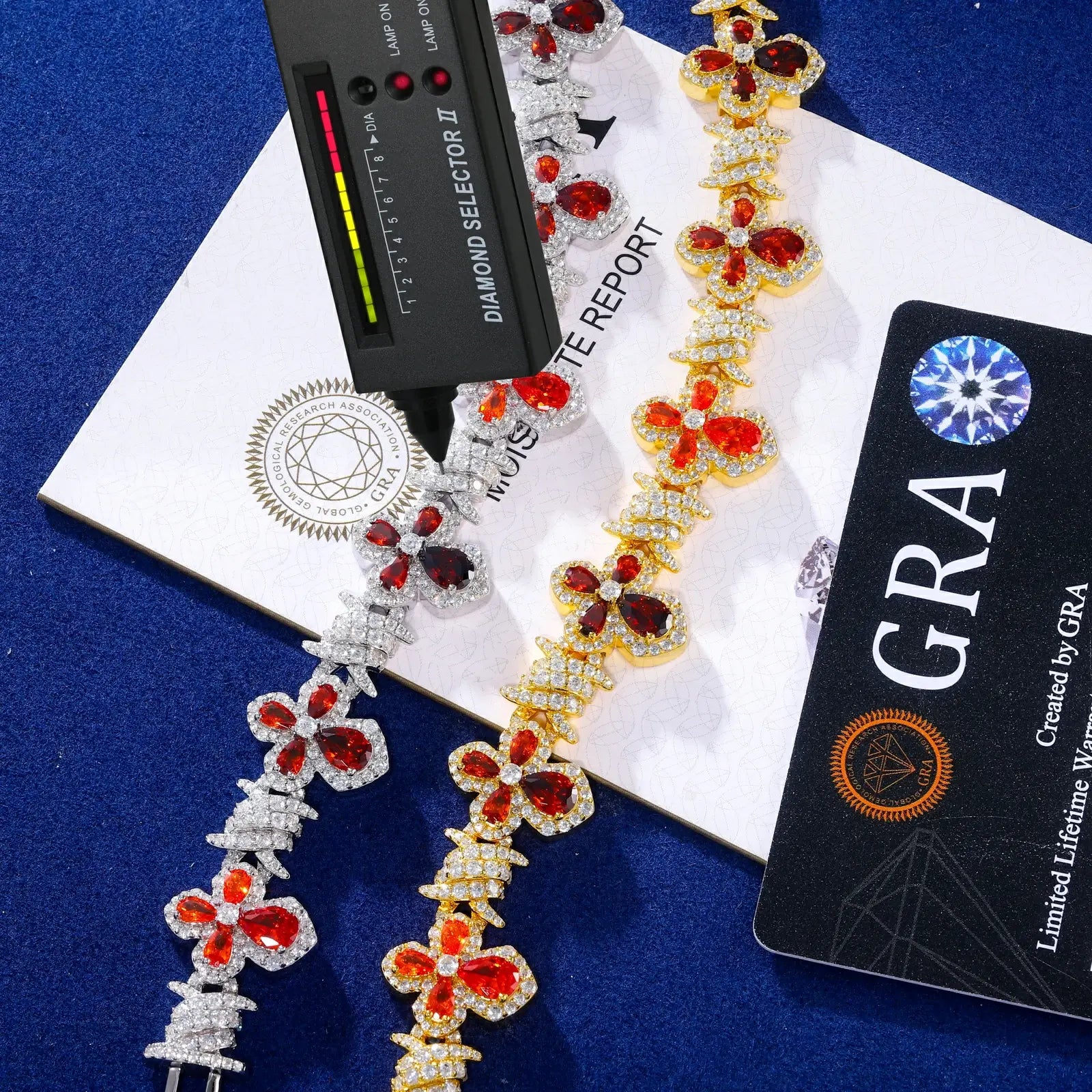 12mm S925 Moissanite Thorn Colored Cross Link Bracelet